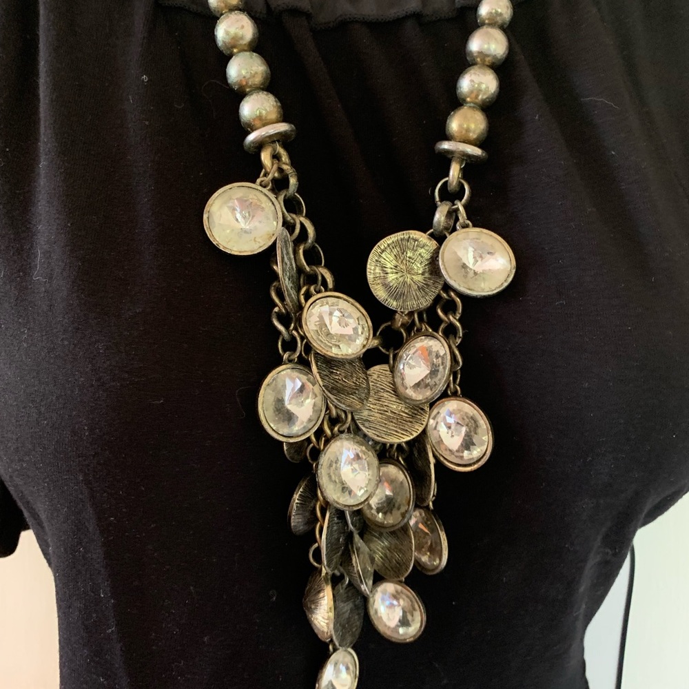 Vintage gold cluster necklace Fab!